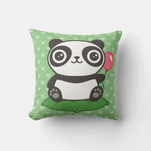 Cute Panda Illustration Throw Pillow