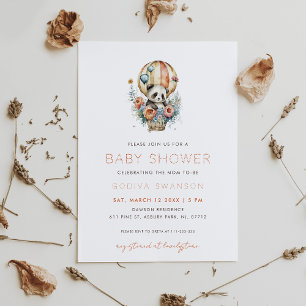 Cute Panda in a Hot Air Balloon Invitation