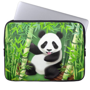 Cute Panda In Bamboo Forest Laptop Sleeve