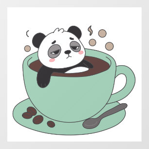 Cute Panda In Coffee Cup Coffee Lover Gift Window Cling