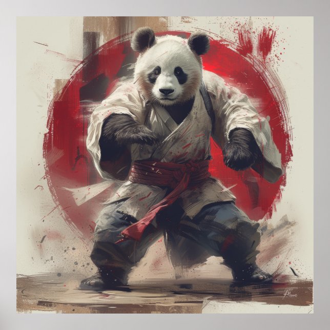 Cute Panda in White Kimono - Asian Inspired Poster (Front)