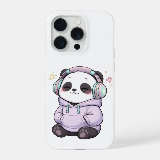 Cute Panda iPhone Case | Kawaii Headphones Aesthet (Back)