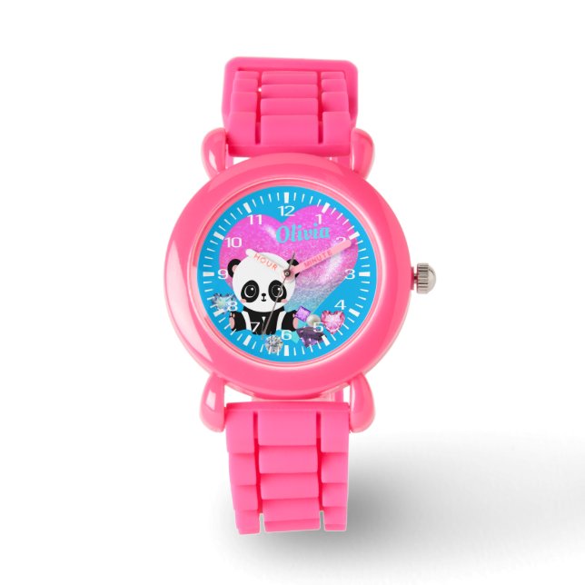 Cute Panda Jewellery | Pink Glitter Bracelet Watch (Front)