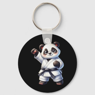 Cute Panda Karate Black Belt Martial Arts Fighter Keychain