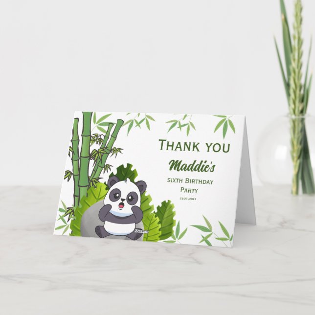 Cute Panda Kiddie Carte de remerciements d'anniver (Dos)