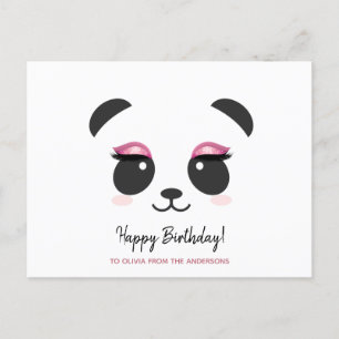 Cute panda lashes Happy Birthday personalized Postcard
