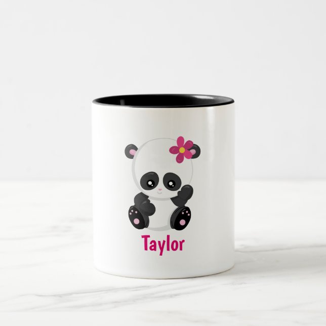 Cute Panda Lover Personalize Two-Tone Coffee Mug (Center)