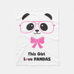 Cute Panda-loving Girl Funny Gles Bow Women  Fleece Blanket