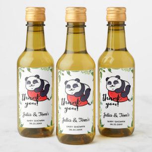 Cute Panda Merci Baby shower Mini Vin Étiquette