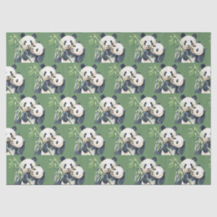 Cute Panda Mother And Baby Bamboo Pattern Tissue Paper