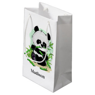 Cute Panda nom personnalisé petit sac cadeau
