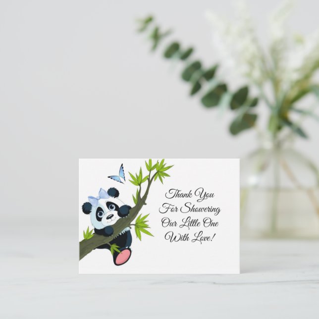 Cute Panda On Tree Thank You Card (Standing Front)