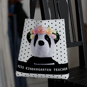 Cute Panda Ours Polka Dot Sac fourre-tout enseigna