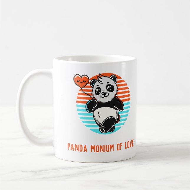 Cute Panda "Panda-monium of Love" Mug (Gauche)