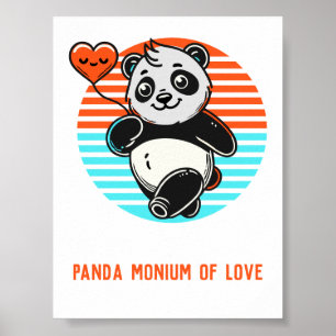  Cute Panda "Panda-monium of Love" Poster