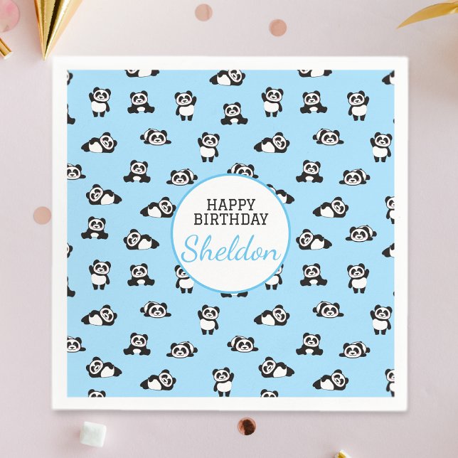 Cute Panda Pattern Birthday Party Napkin (Creator Uploaded)