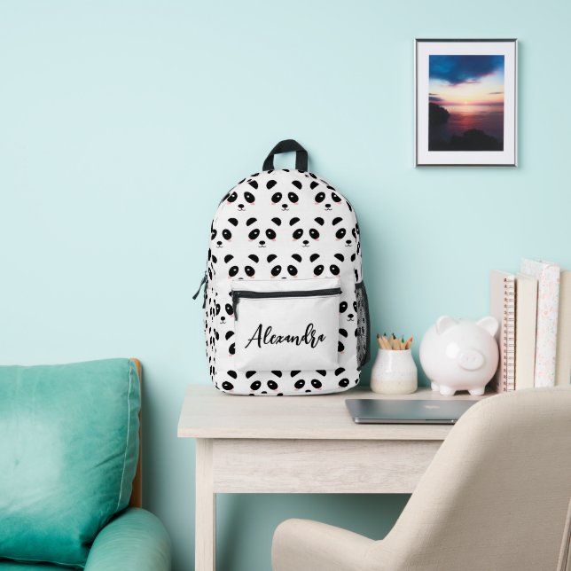 Cute Panda Pattern Black and White  Printed Backpack (Insitu)