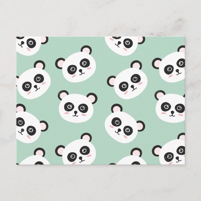 Cute panda pattern holiday postcard (Front)