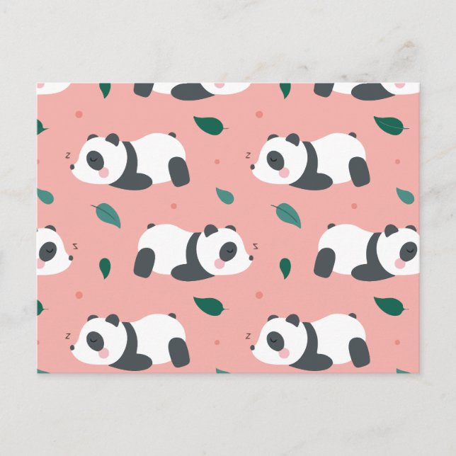 Cute panda pattern holiday postcard (Front)