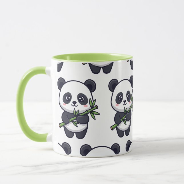 Cute Panda Pattern Mug – Black & White Design (Left)