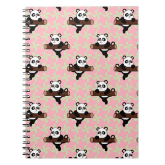 Cute Panda Pattern on Pink – Kawaii Seamless Notebook
