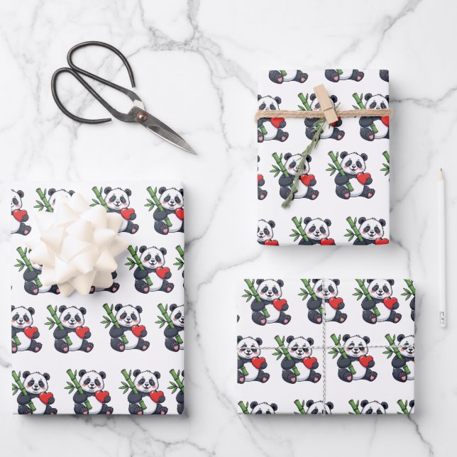 Cute Panda Pattern Wrapping Paper for Gifts and Pa (Front)