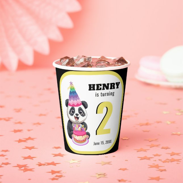 Cute Panda - Personalized Birthday Paper Cups (Insitu)