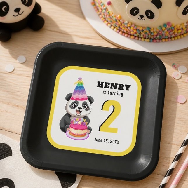 Cute Panda - Personalized Birthday Paper Plate (Creator Uploaded)