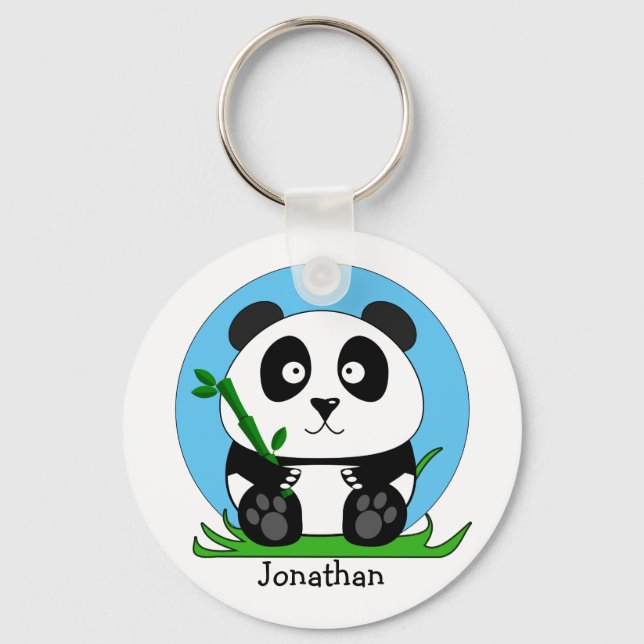 Cute Panda Personalized Keychain (Front)