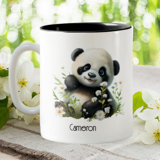 Cute Panda Personalized  Two-Tone Coffee Mug (Creator Uploaded)