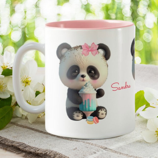 Cute Panda Personalized Two-Tone Coffee Mug (Creator Uploaded)