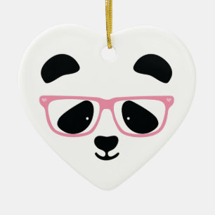 Cute Panda Pink Ceramic Ornament