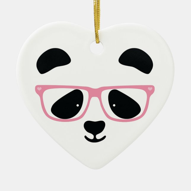 Cute Panda Pink Ceramic Ornament (Front)