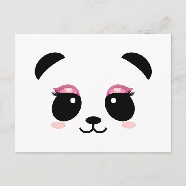 Cute panda pink eyelashes postcard (Front)