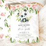 Cute Panda Pink Floral Greenery Baby Shower Girl Invitation<br><div class="desc">Personalize this cute Panda baby shower invitation with your own wording easily and quickly,  simply press the customize it button to further re-arrange and format the style and placement of the text.  Matching items available in store!  (c) The Happy Cat Studio.</div>