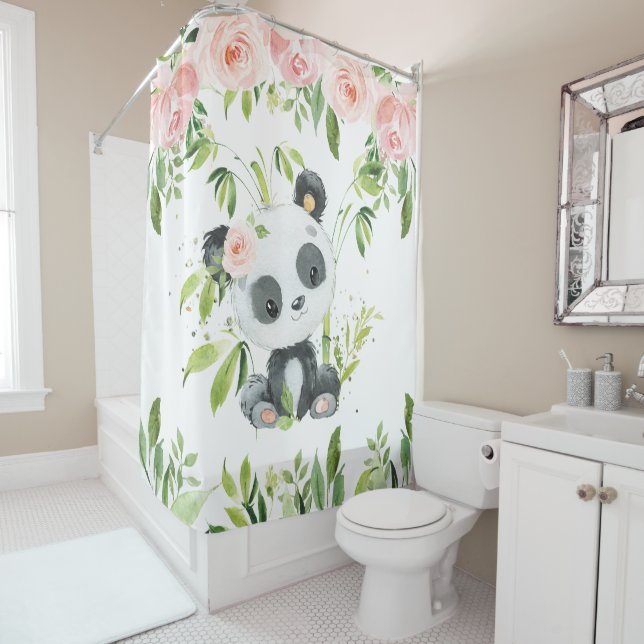 Cute Panda Pink Floral Greenery Bamboo (In Situ)