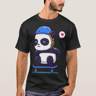 Cute Panda Play Skateboard T-Shirt