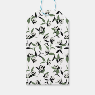 Cute Panda Playing Bamboo Garden White Ver Gift Tags