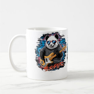 Cute Panda Playing Bass Guitar Animal Playing Guit Coffee Mug