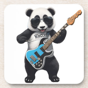 Cute Panda Playing Guitar, Music Panda Lovers Coaster
