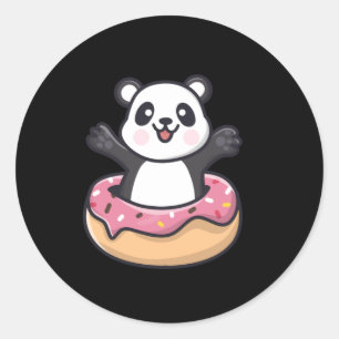 Cute Panda Popping Out Of A Donut Classic Round Sticker