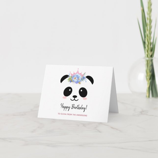 Cute panda princess Happy Birthday Card (Front)