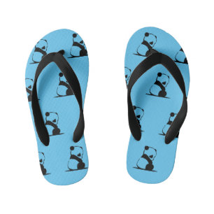 Cute panda printed blue  kid's flip flops