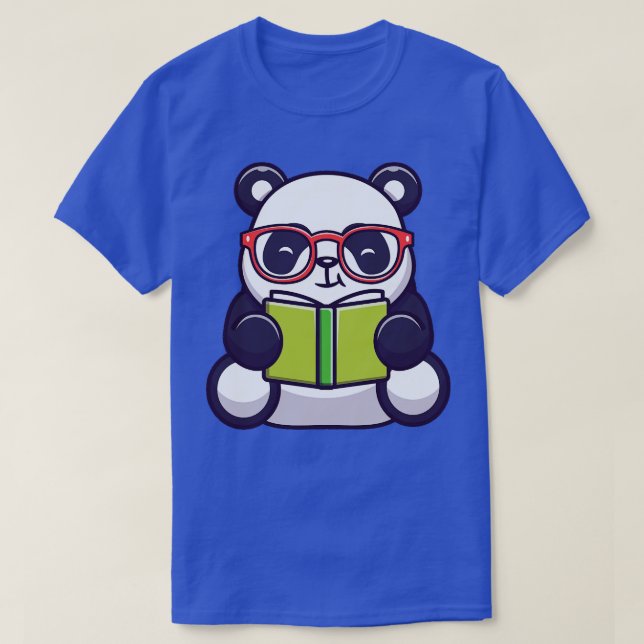 Cute Panda Reading Book T-Shirt (Design Front)