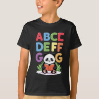 Cute Panda Reading – Colourful ABCD FG T-Shirt