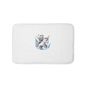 Cute Panda Riding Unicorn Girls Kids Women Rainbow Bath Mat