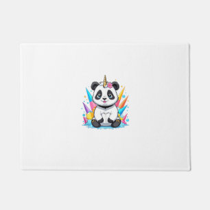 Cute Panda Riding Unicorn Girls Women Rainbow Tank Doormat