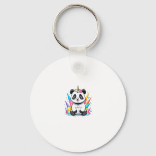 Cute Panda Riding Unicorn Girls Women Rainbow Tank Keychain