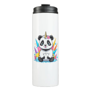 Cute Panda Riding Unicorn Girls Women Rainbow Tank Thermal Tumbler