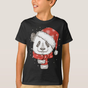 Cute Panda Santa's Hat Christmas Panda Bear Lover T-Shirt